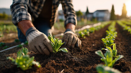 Fototapeta premium planting a plant