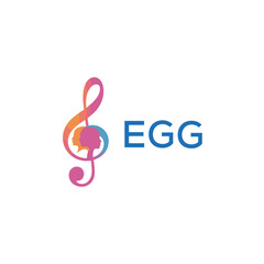 Fototapeta premium EGG “Creative music logo with human silhouettes and treble clef in gradient colors, EGG Later Logo, modern artistic design isolated on white background” 