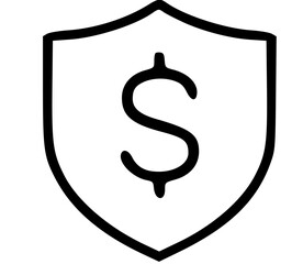 Shield icon containing a dollar sign, representing financial security and protection.