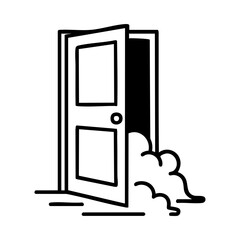 Open door with spooky Halloween smoke