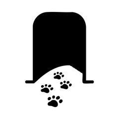 Pet cemetery with paw prints Halloween icon