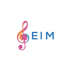 EIM “Creative music logo with human silhouettes and treble clef in gradient colors, EIM Later Logo, modern artistic design isolated on white background”
