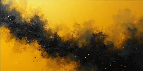 Abstract grunge background with fiery orange and yellow clouds, evoking a dark, textured sky at sunset