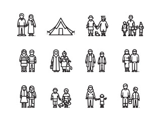 Refugee Relief Clean Line Drawing Set