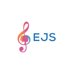 EJS “Creative music logo with human silhouettes and treble clef in gradient colors, EJS Later Logo, modern artistic design isolated on white background”
