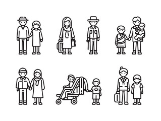 Refugee Support Simple Line Art Collection