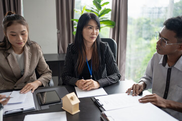 Business people signing contract making deal with real estate agent Concept for consultant home...