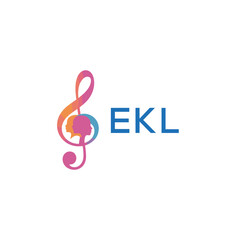 EKL “Creative music logo with human silhouettes and treble clef in gradient colors, EKL Later Logo, modern artistic design isolated on white background”
