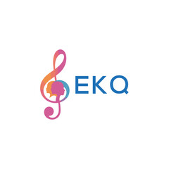 Fototapeta premium EKQ “Creative music logo with human silhouettes and treble clef in gradient colors, EKQ Later Logo, modern artistic design isolated on white background” 