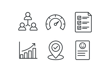 straight perfect stroke icon mono icons style isolated work team chart work performance metric work assignment sheet work output graph work milestone marker work feedback form