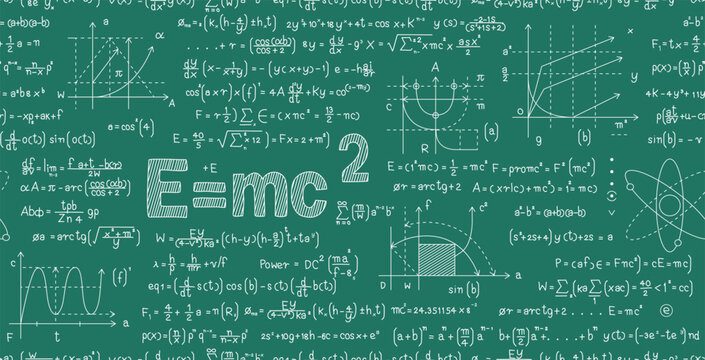 Seamless scientific formula background on blackboard.