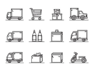Relief Goods Minimalist 2D Line Art Set