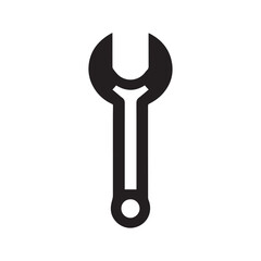 minimalist wrench logo with white background