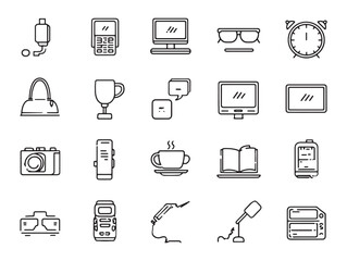 Remote Career Life Ultra Minimalist 2D Line Art Set