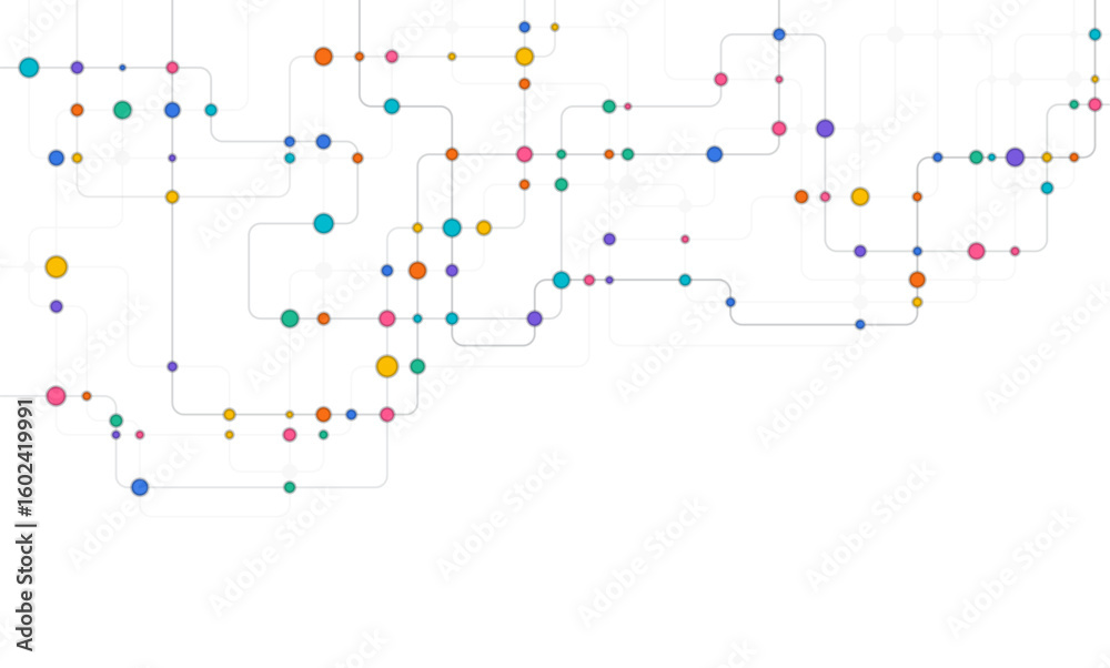 Poster circuit connect lines and dots. network technology and connection concept. decentralized network nod