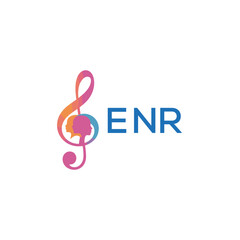 Fototapeta premium ENR “Creative music logo with human silhouettes and treble clef in gradient colors, ENR Later Logo, modern artistic design isolated on white background” 