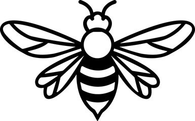 Bee icon. Symbol silhouette of a honey bee sign. Vector illustration in flat style.A simple bee animal outlines silhouette art & Black bee design vector illustration. Flying insect with striped .