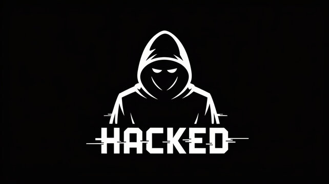 Digital Intruder: A stark white silhouette of a hooded figure, a digital intruder, poised against a black background, signifies a clandestine intrusion into the digital landscape.