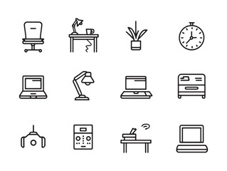 Remote Hustle Clean 2D Line Icon Set