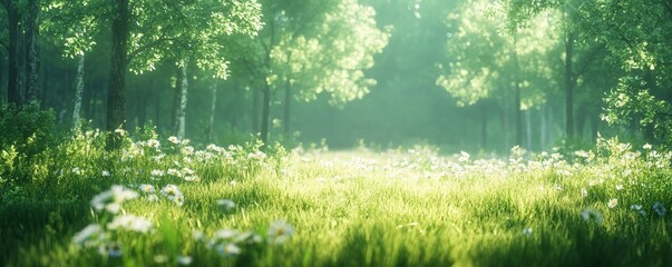 Fototapeta premium Spring or summer natural background with fresh grass, ideal for light and airy interior themes, Generative AI