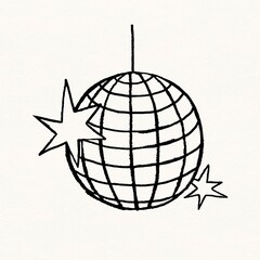 Disco ball doodle clipart, party decoration graphic