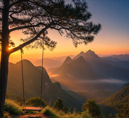 sunset in the mountains