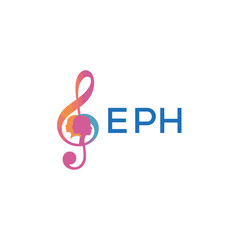 Fototapeta premium EPH “Creative music logo with human silhouettes and treble clef in gradient colors, EPH Later Logo, modern artistic design isolated on white background” 