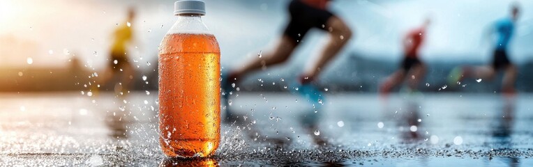 Refreshing Sports Drink in Dynamic Action Shot
