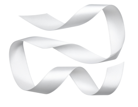 Abstract floating ribbon loop in silk texture, isolated on a transparent background