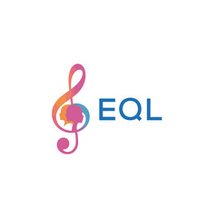EQL “Creative music logo with human silhouettes and treble clef in gradient colors, EQL Later Logo, modern artistic design isolated on white background”
