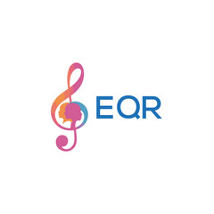EQR “Creative music logo with human silhouettes and treble clef in gradient colors, EQR Later Logo, modern artistic design isolated on white background”
