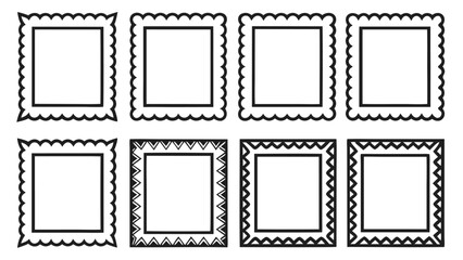 Eight decorative black and white square frames border