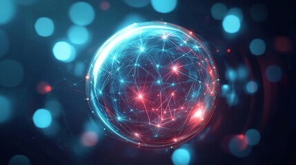 Quantum Network Interconnectivity Visualization, Showcasing Global Digital Communication Trends
