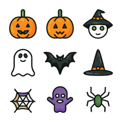 halloween icons set