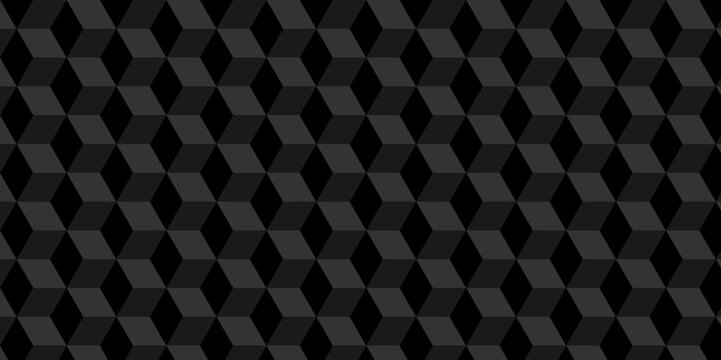 Black geometric cube creative concept triangle overlap square technology background. digital cubes fabric and wallpaper grid block texture background.	