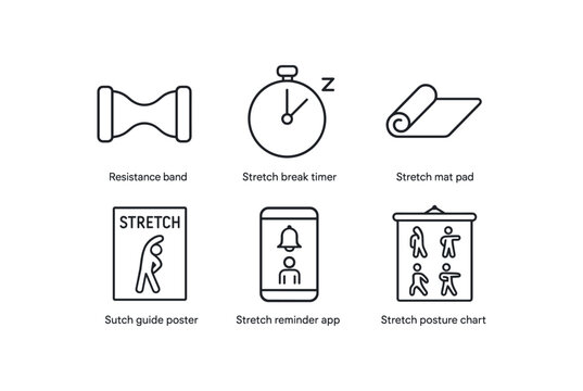 straight perfect out stroke icon mono icons style isolated stretch band resistance stretch break timer stretch mat pad stretch guide poster stretch reminder stretch posture chart