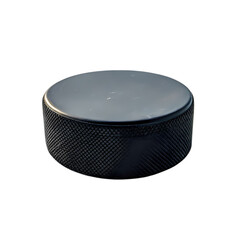 CloseUp View of a Single Black Hockey Puck