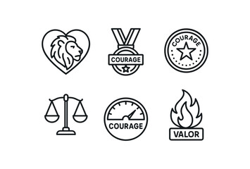 straight perfect out stroke icon mono icons style isolated courage lion heart emblem courage bravery medal badge courage challenge coin courage fortitude scale courage fear gauge courage