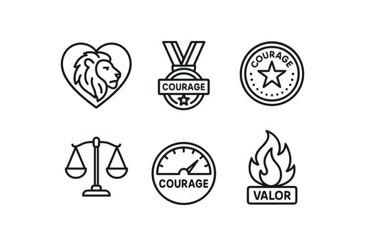 straight perfect out stroke icon mono icons style isolated courage lion heart emblem courage bravery medal badge courage challenge coin courage fortitude scale courage fear gauge courage