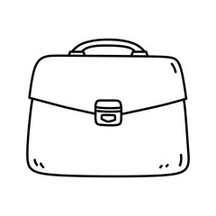Briefcase isolated on a white background. Vector hand-drawn illustration in doodle style. Perfect for logo, various designs. Office bag.