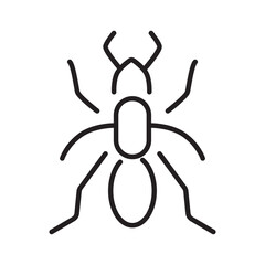 Single outline icon of an ant, made in clean editable stroke style. Best for insect, biology, and pest control concepts.