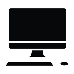 Desktop Computer Line Icon – Workplace Outline Symbol Vector