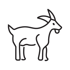 Single outline icon of a goat, made in editable stroke style. Perfect for farming, mountain animal, or nature visuals.