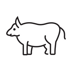 Single outline icon of a bull, created in editable stroke style. Suitable for finance, strength, or animal-themed illustrations.