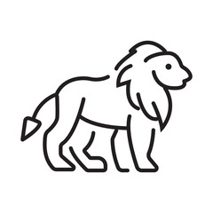 Single outline icon of a lion, made in editable stroke style. Great for wildlife, strength, or royalty illustrations.