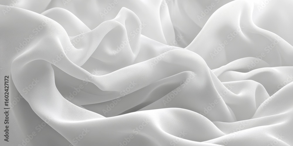 Canvas Prints elegant white and silver satin fabric background featuring soft folds and flowing texture design