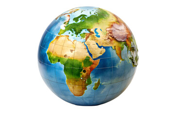 Fototapeta premium A colorful globe depicting the continents isolated on transparent background