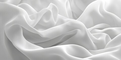Obraz premium Elegant White and Silver Satin Fabric Background Featuring Soft Folds and Flowing Texture Design