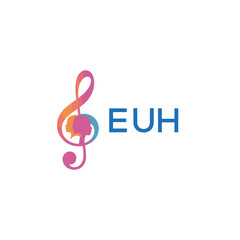 Fototapeta premium EUH “Creative music logo with human silhouettes and treble clef in gradient colors, EUH Later Logo, modern artistic design isolated on white background” 