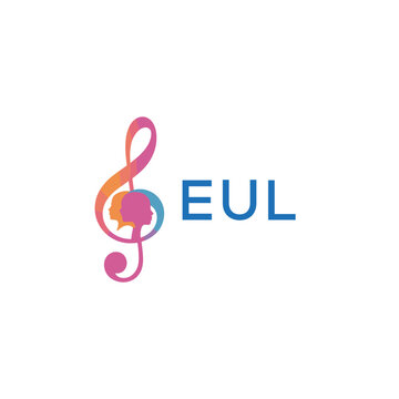 EUL &ldquo;Creative music logo with human silhouettes and treble clef in gradient colors, EUL Later Logo, modern artistic design isolated on white background&rdquo;
